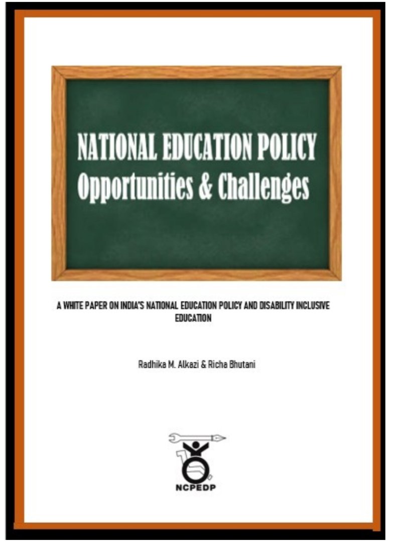 Screenshot of white papaer on National Education Policy